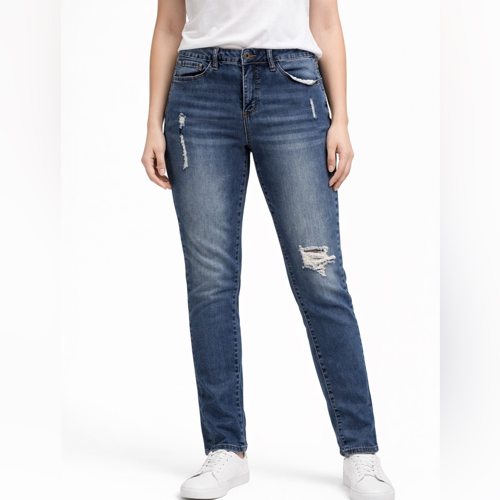 Trendy Blue Distressed Skinny Jeans